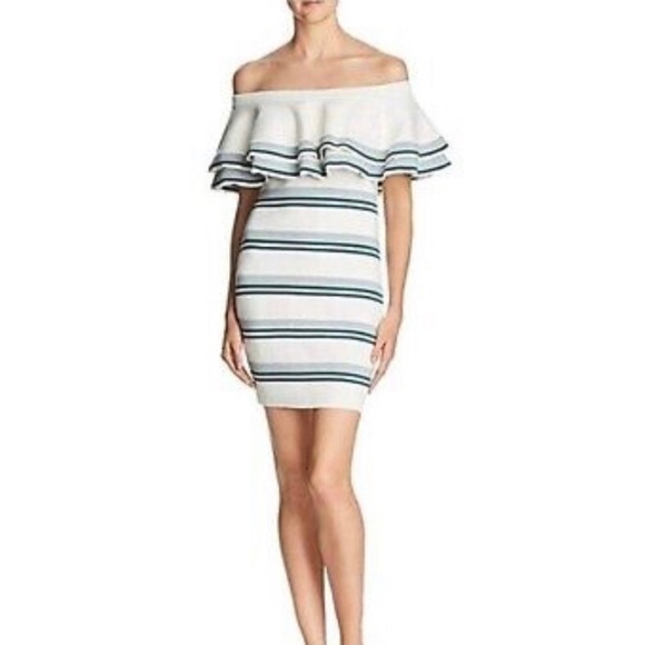 Endless Rose Off the Shoulder Stripe Resort Summer party Fitted Knitted Dress - Picture 1 of 10
